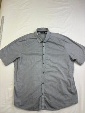 Plus Size Alfani Men's XXL Black White Geometric Short Sleeve Button Up Shirt